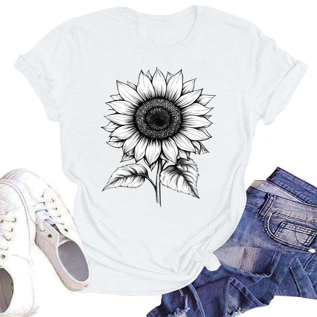 Женская повседневная свободная футболка с принтом, круглый вырез, пуловер, короткий рукав, топ