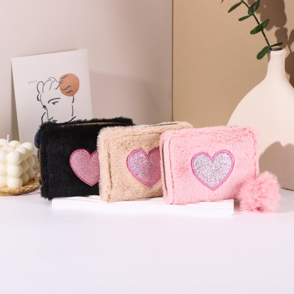 Женский мини-кошелек с вышитым сердечком, короткий кошелек для монет, мини-кошелек для кредиток, сумка для удостоверения личности M7F3