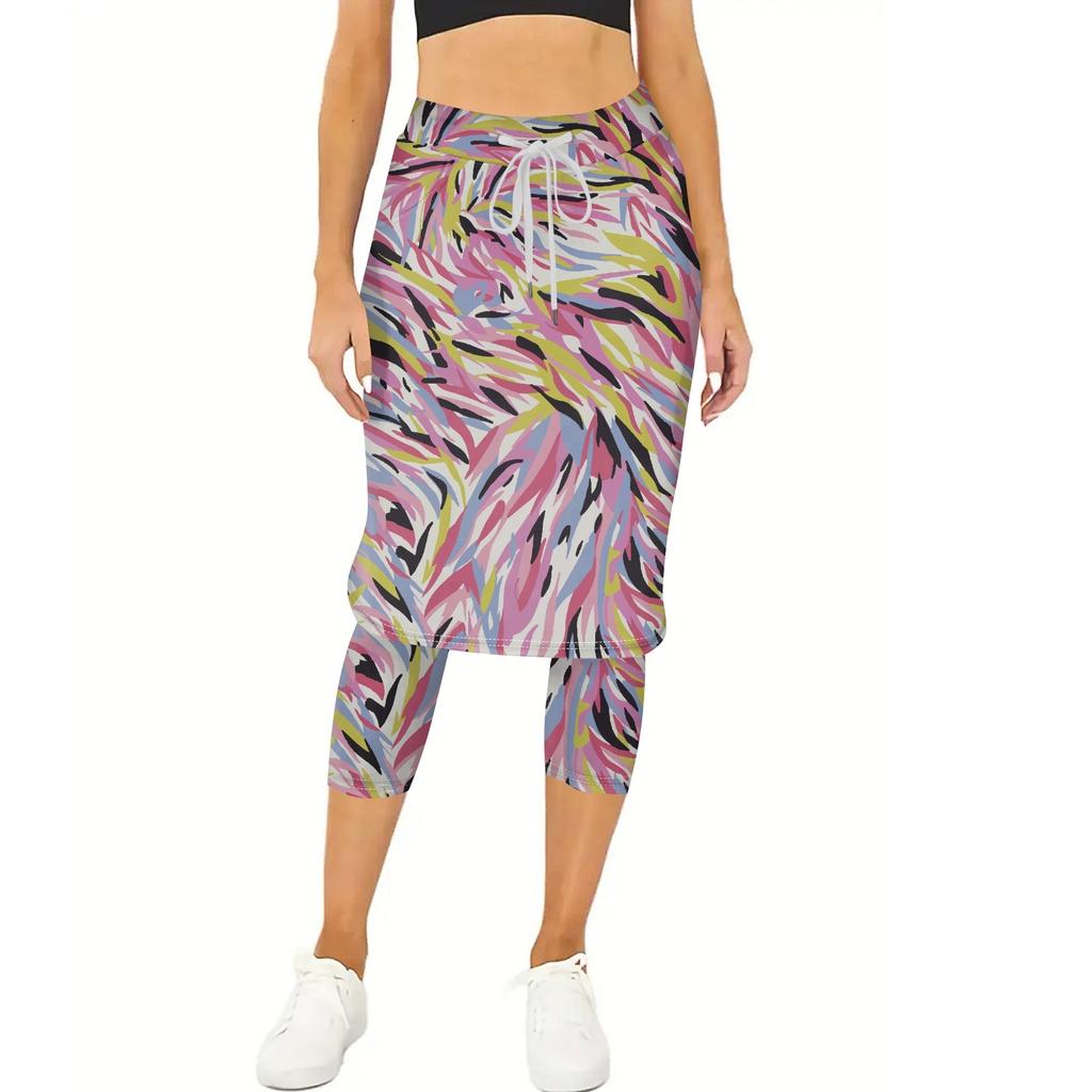 Женские теннисные юбки для гольфа Леггинсы с юбкой для тренировок Брюки для йоги с юбками Шорты с карманами