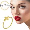 KODY PIERCING 14K Gold Hoop Nose Ring Cross Open - Quality Piercing
