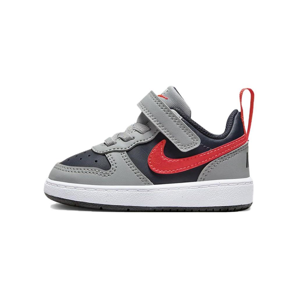 Nike Court Borough Low Recraft TD Light Smoke Grey Bright Crimson Baby Sneakers Dark-Obsidian White DV5458-003