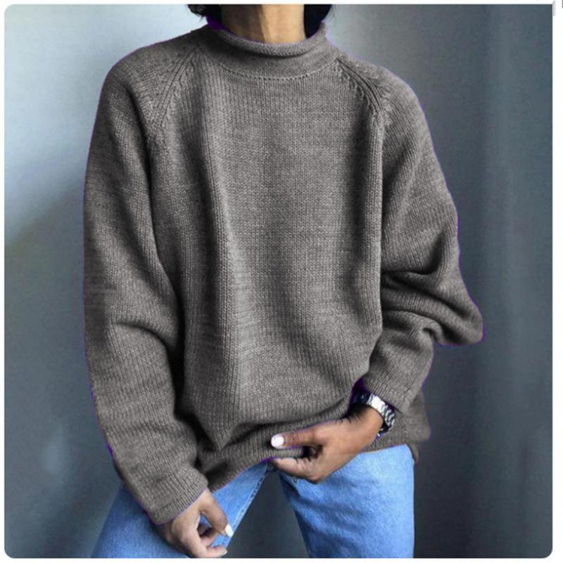 Весенний однотонный пуловер свободного кроя, повседневный вязаный свитер для женщин, роскошный топ с расслабленной посадкой, стройнящий и универсальный
