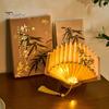 Book Shaped Lamp Foldable Chinese Calligraphy Decor Light DIY Book Lamp for Nightstand Bedside Reading