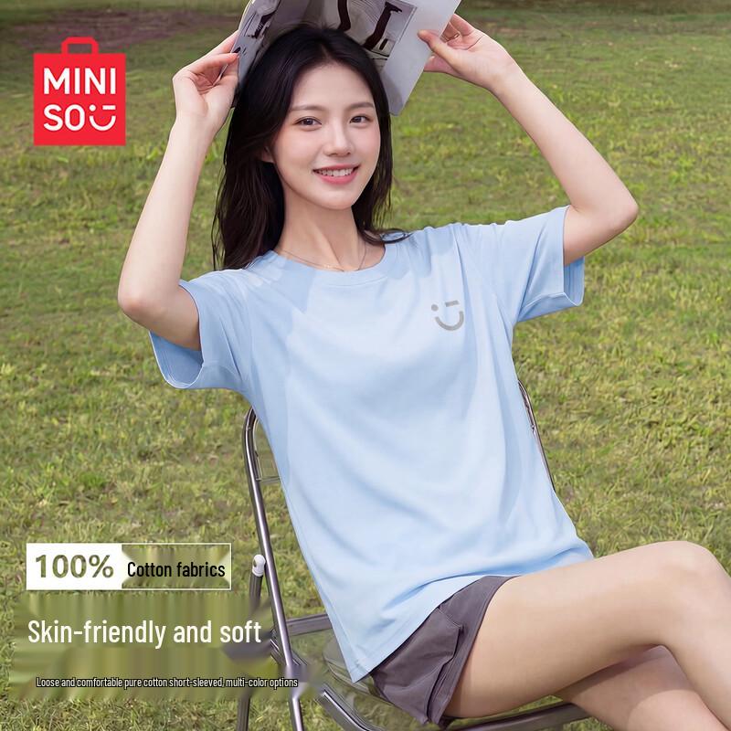 MINISO Женская хлопковая свободная футболка