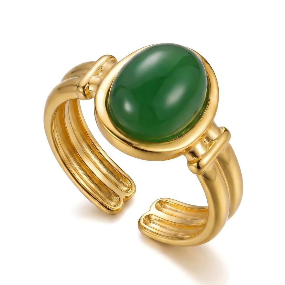 Turquoise Green Stone Turquoise Stone Ring Stainless Steel Boho Ring Finger Accessories