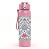 1PC Ethnic Rug Texture 750ml Color Plastic Sports Water Bottle Leakproof Flip Straw Lid Suitable for Sports Office Home Use