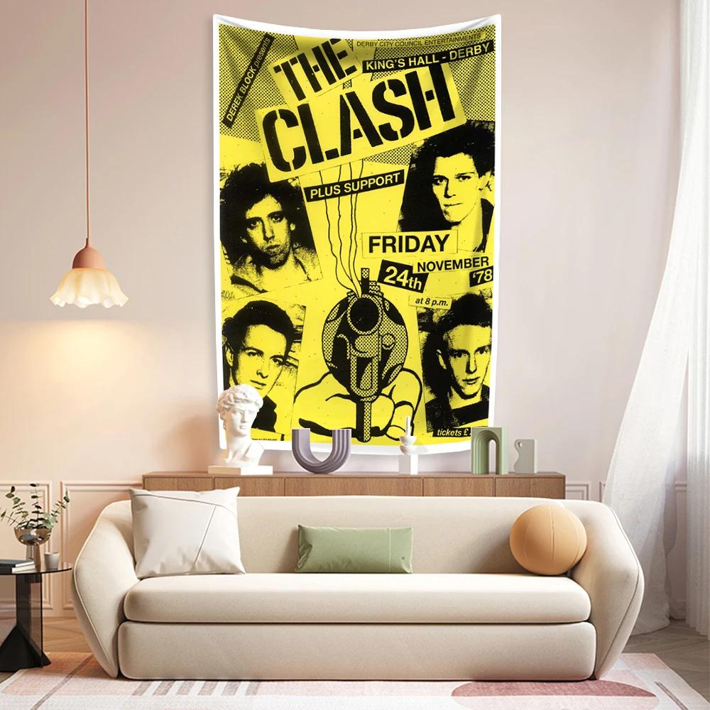 Гобелен Рок-н-ролл Музыка Хэви-метал The Clash Настенное украшение для спальни Большой тканевый фон для общежития Декор для концерта