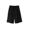 Solid Color Elastic Waist Straight Leg Pocket Casual Shorts Men Shorts Black IN4347