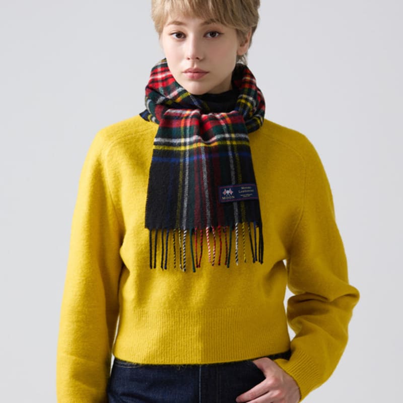 ABRAHAM MOON Шарф из мериносовой шерсти 25 см - Черный Стюарт