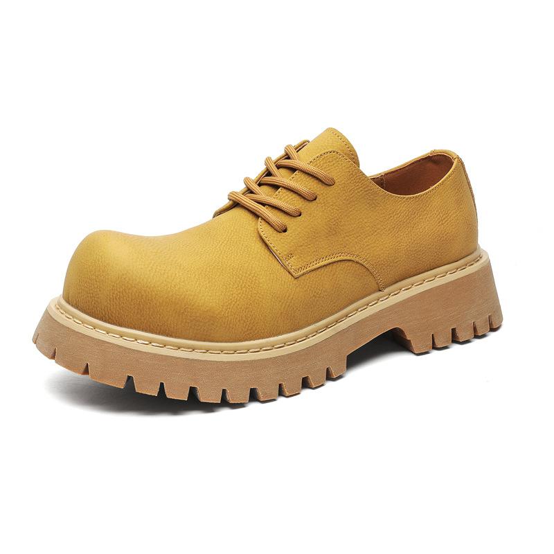 Большие кожаные туфли в деловом стиле, мужские туфли в британском стиле на платформе, повседневные туфли с круглым носком, свадебные туфли-дерби 2038-J