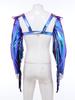 M-3XL Men Metallic Shiny Fringed Arm Sleeves Long Sleeve with Tassels Structured Epaulet Adjustable Chest Harness Club Party Crop Top