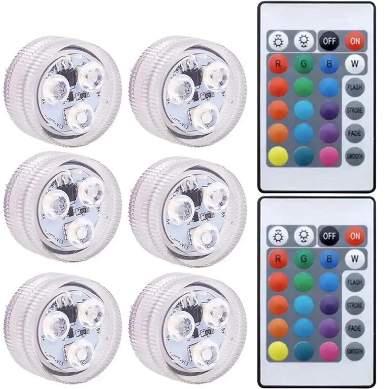 3/10 светодиодных светильников для бассейна с дистанционным управлением RGB для дайвинга и рыб, светодиодные подводные лампы, декоративные лампы для кораблей/автомобилей, аквариумов и ваз