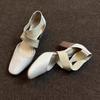 Square Head Niche Comfortable Thick Heel Mary Jane Shoes Women's 2025 Spring and Autumn New Fashion Versatile Cross Belt Hollow Single Shoes