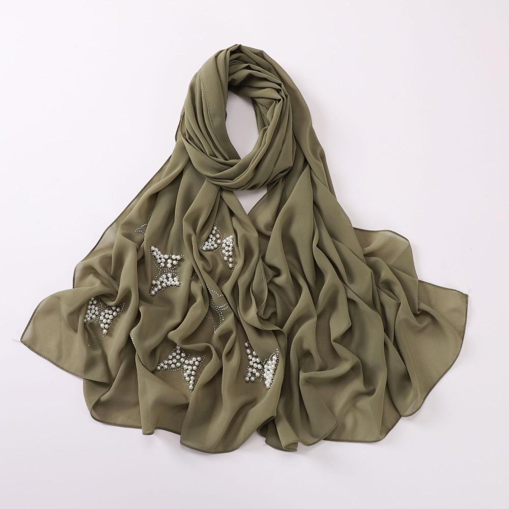 Malaysia Scarf Pearl Silk Headscarf Islamic Clothing Turbans Satin Hijab  For Women