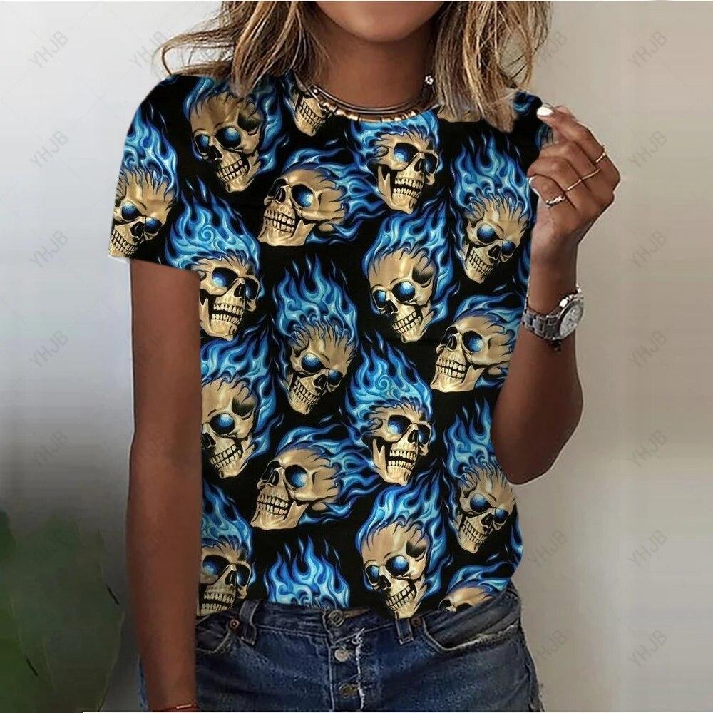 Summer O-Neck Casual Bohemian Print Ladies Tee Shirts Lion 3D Print T Shirt Women Fashion Loose Short Sleeve Tops Oversized