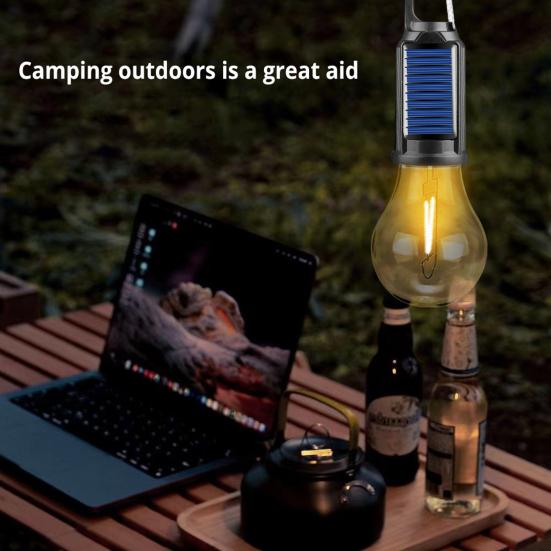 1/2/3Pcs Solar Camping Light 3 Modes Adjustable Waterproof USB Rechargeable Super Bright Outdoor Hiking Tent Hanging Bulb Lamp Emergency Lantern