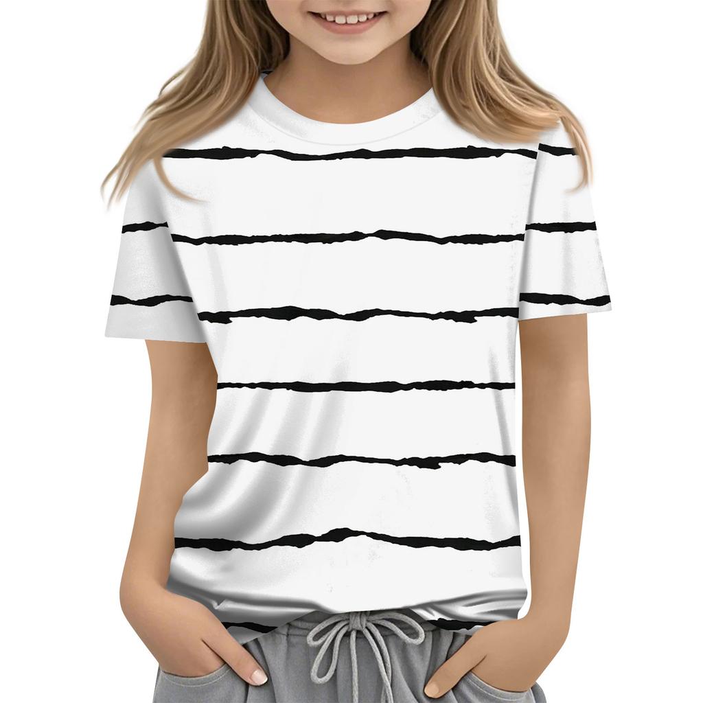 Детская модная повседневная футболка с коротким рукавом и круглым вырезом