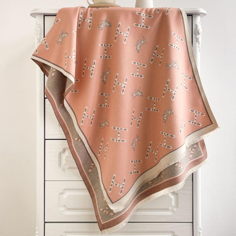 Autumn and winter warm orange horse imitation cashmere long scarf with large shawl women's scarf air-conditioned room versatile cape