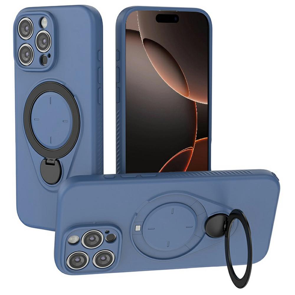 Для iPhone 16 Pro Магнитный чехол Вращающаяся подставка Чехол для телефона из ТПУ и ПК Совместим с MagSafe