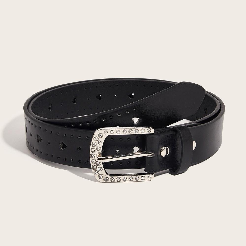 Adjustable Hollow Heart Belt Pin Buckle Decorative Waist Belt Casual PU Leather Belt For Ladies