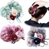 Headwear Beaded Hair Bands Flower Mesh Scrunchies Women Hair Ties Hair Rubber Bands Double Layer