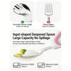 Baby Toddler Training Fork and Spoon Set Silicone Stainless Steel Round Tip Non-Slip Handle Self-Feeding Utensils Green 2-Pack
