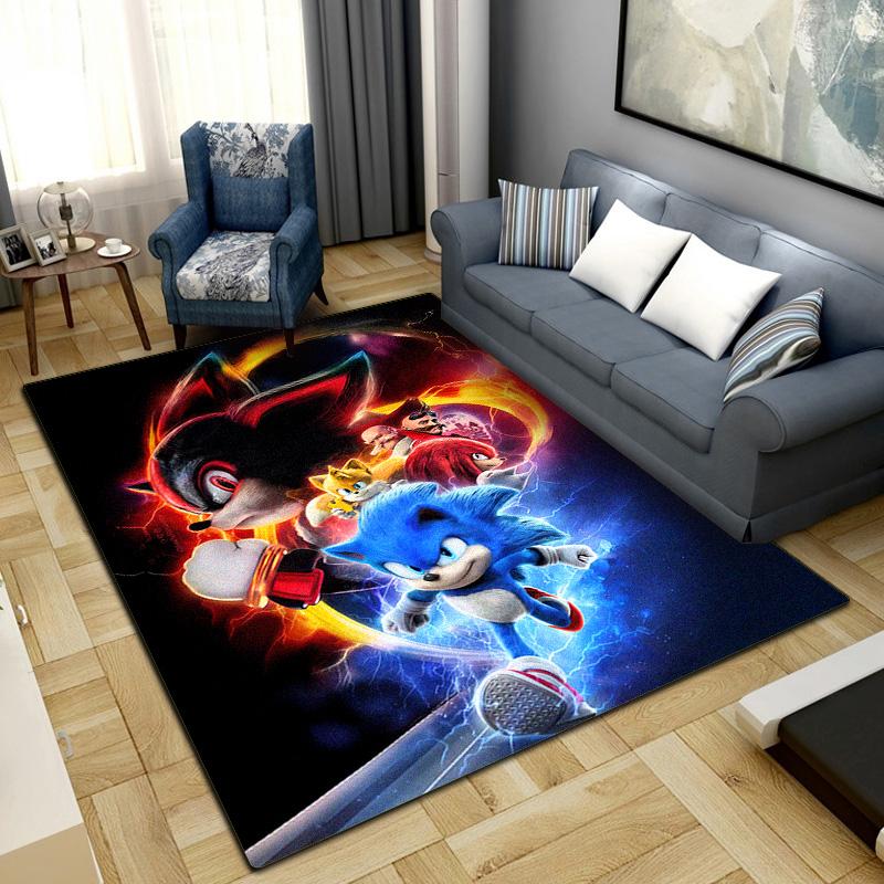 Cartoon Sonic Area Carpet for Living Room Bedroom Home Decor Cool Movie Mat Floor Mat LXRa40