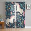 Beautiful Unicorns Sheer Curtains For Bedroom Living Room Tulle Curtains For Kitchen Window Voile Curtains