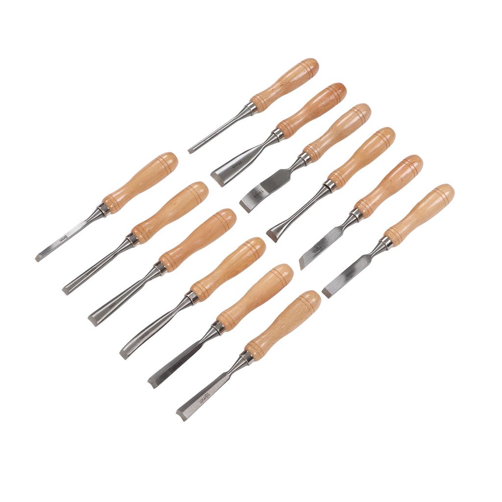 12 шт. ручных стамесок с ручкой из бука и лезвием из углеродистой стали для резки, набор стамесок для деревообработки