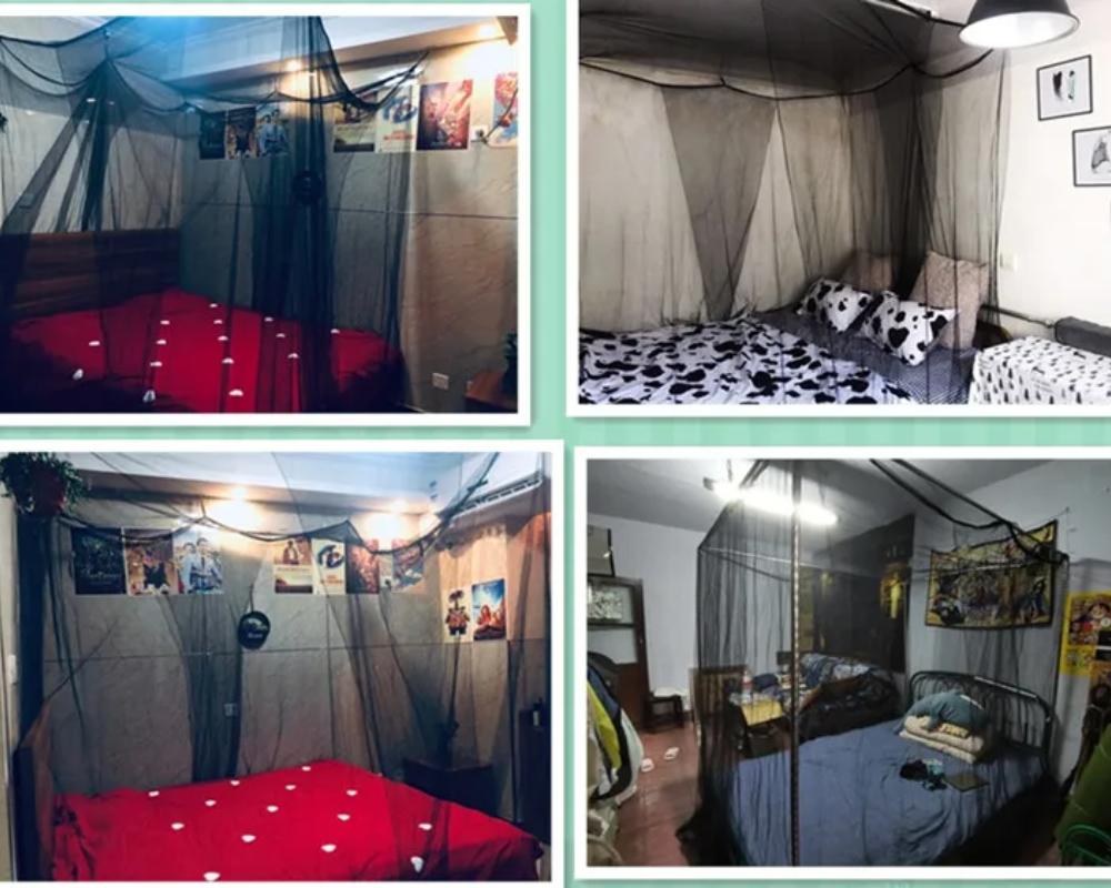 Сексуальная москитная сетка Palace Four Door King/Queen Double Size Home Single Bed Protective от насекомых Outdoor Square Grace White Canopy Net