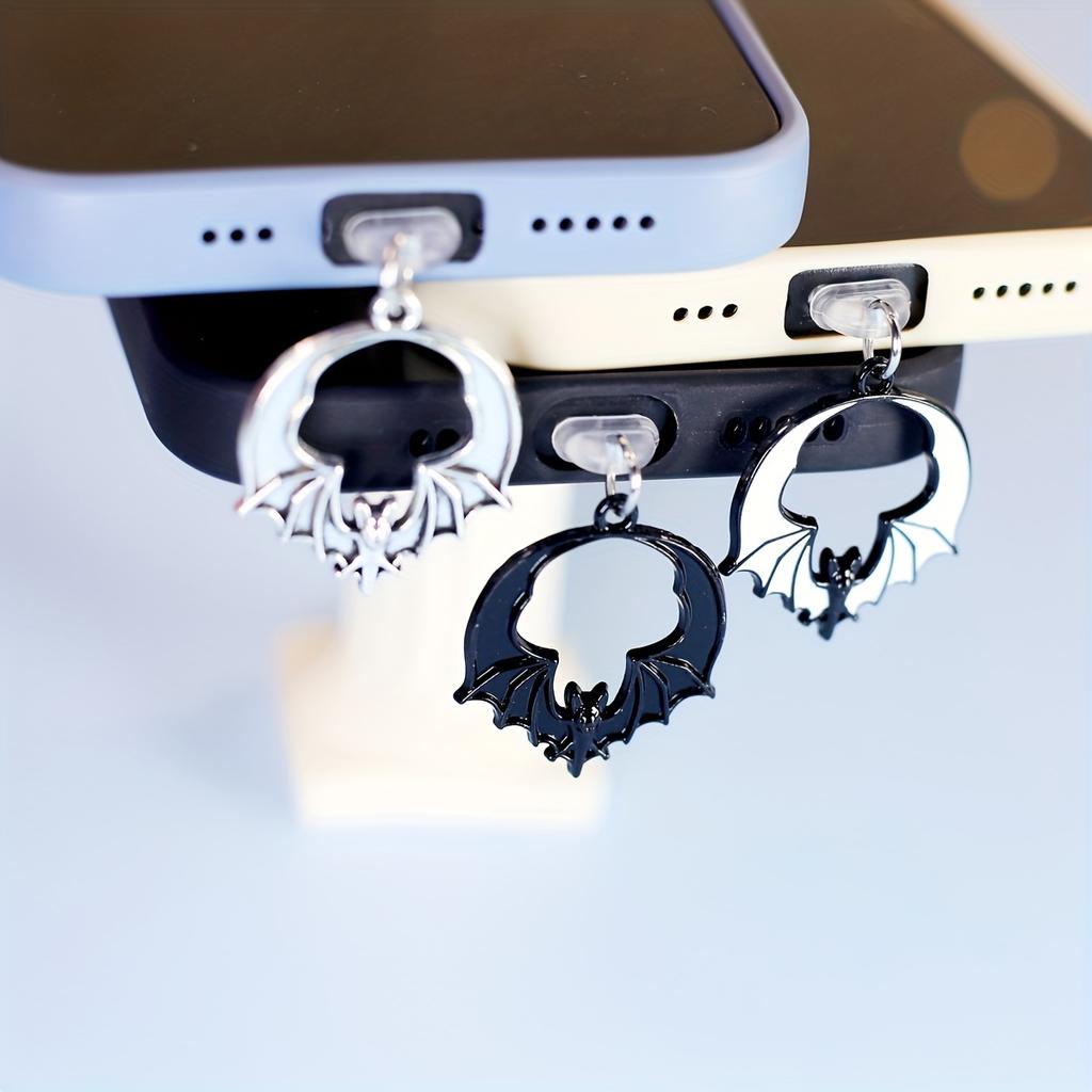 Ретро Хэллоуин Летучая мышь Заглушка для разъема телефона Декоративная подвеска Аксессуар - Идеальный подарок, Украшение для телефона, Защита порта, Жутки шарм