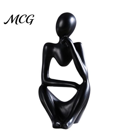 Minimalist Art Statue Thinker Statue, Modern Abstract Sculpture, 3D Printed Home Office Decoration Collectible Figurine for Bookshelf Desktop