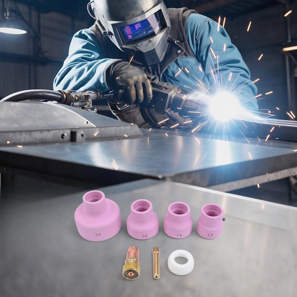 7 шт. Колпачки сопла Газовый линзовый сварочный комплект для горелки TIG WP9/20 с латунными, резиновыми, керамическими аксессуарами из оксида алюминия в размерах 1214 16 24