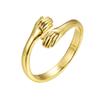 Women Open Ring Adjustable Solid Color Polished Retro Electroplated Finger Ring Valentines Day Gift