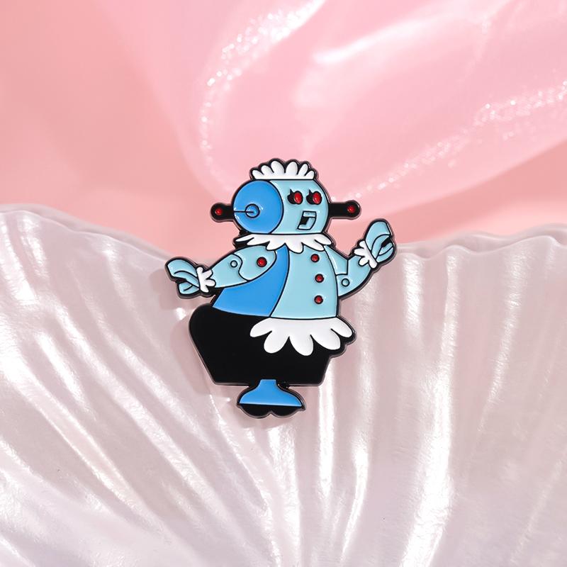 Nanny Robot Enamel Pins Custom Family Comedy TV Series Brooches Lapel Badges Cartoon Funny Jewelry Gift for Kids Friends