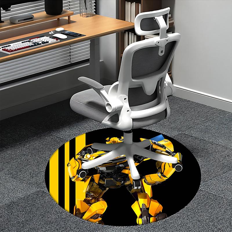 Transformer Bumblebee,Yellow Bee Robot Chair mat Round Rug Office carpet, Non slip, Suitable for Living Rooms, Bedrooms decor.1205012a