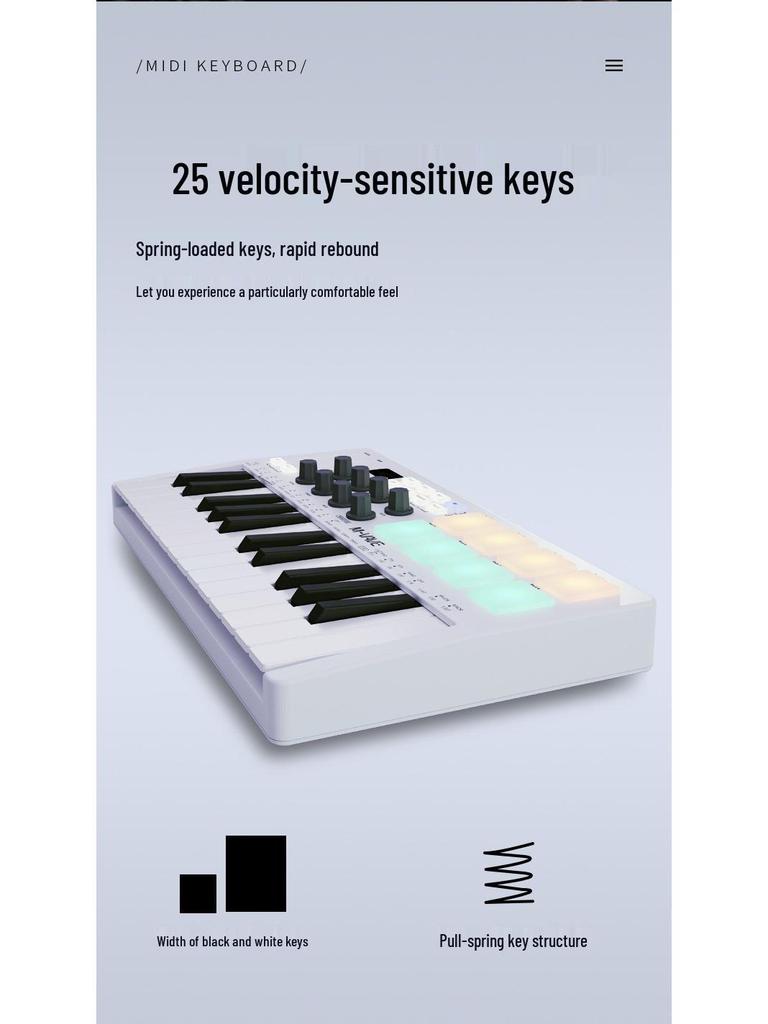 SMK-25 Portable MIDI Keyboard Controller with RGB Drum Pads