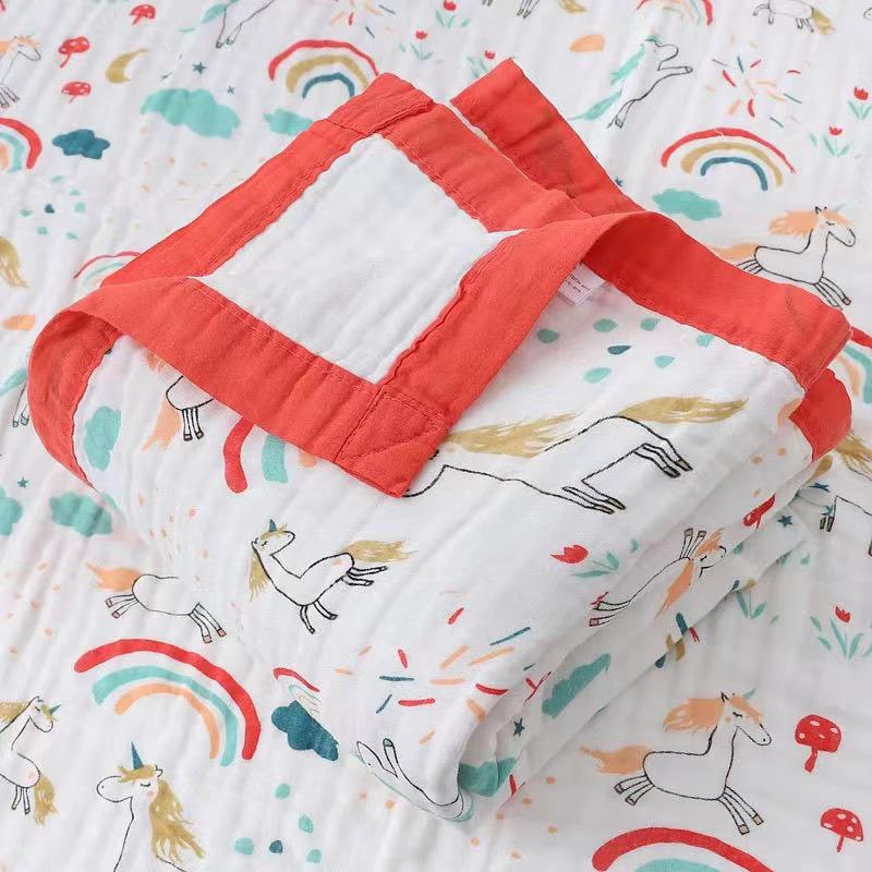 Хлопковое полотенце для новорожденных высокой плотности - Шестислойная марля, Принт, для младенцев и детей