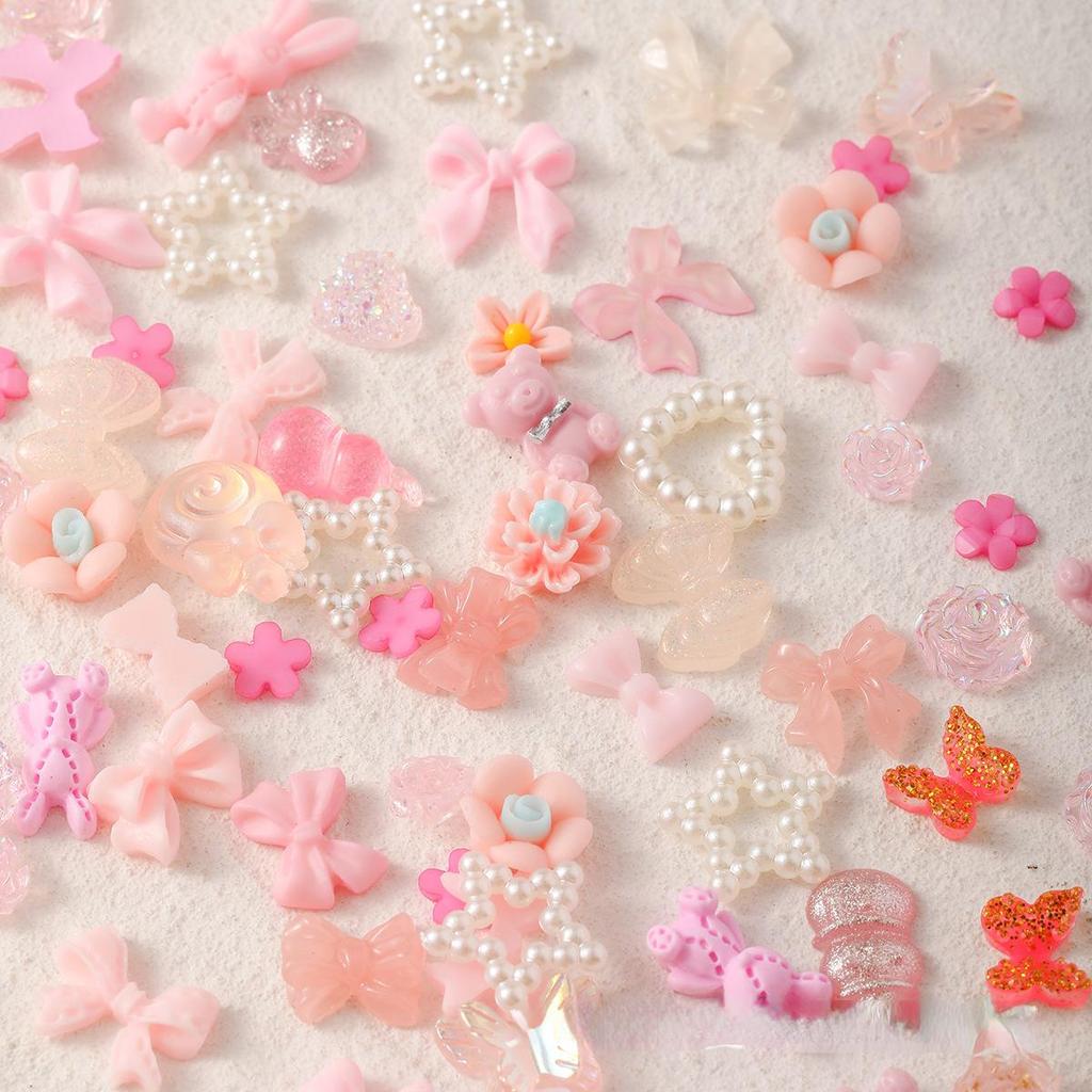 50 шт. смешанные аксессуары для ногтей с бриллиантами, белый, черный, бант Авроры, камелия, 3D украшения для дизайна ногтей