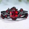 Vintage ruby ring gun black rose branch cross pair ring