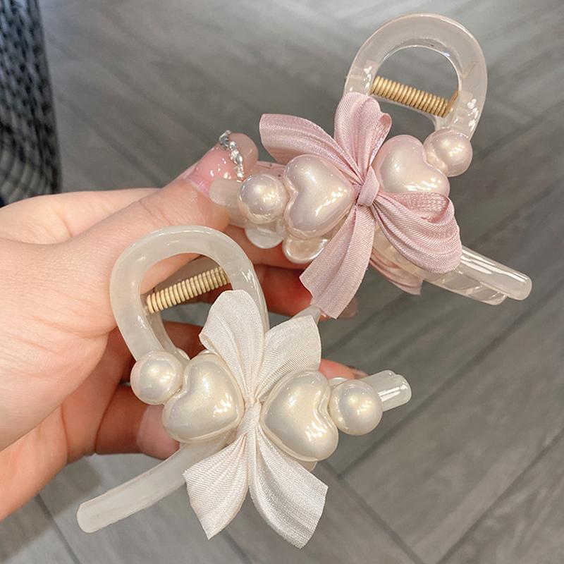 Винтажная заколка в виде акулы с бантом в форме сердца и жемчуга, милые заколки для волос, заколка в форме сердца для девочек, современные аксессуары для волос, головной убор, изысканный подарок