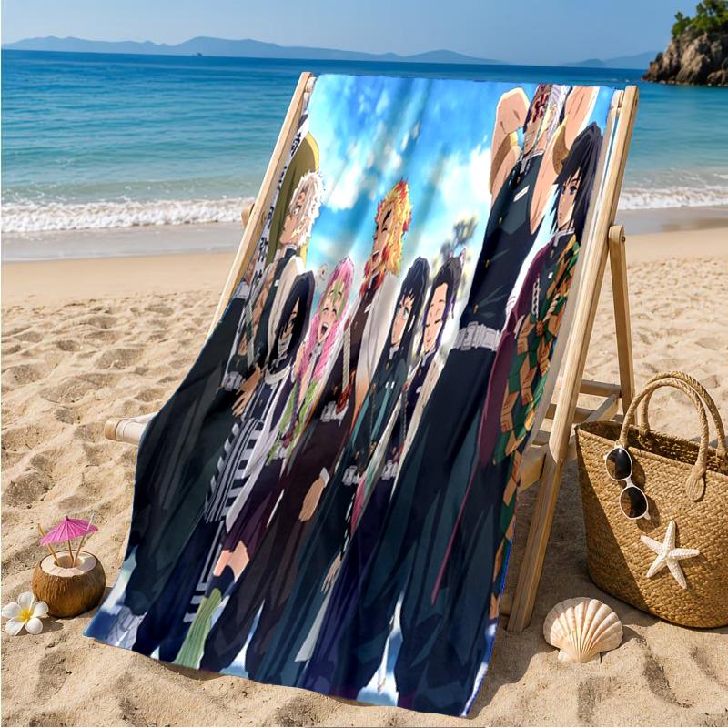 Demon Anime Group Beach Towel Microfiber Beach Towel, Lightweight and Quick-Dry, for Summer Travel, Swimming Pool Fan Birthday Gift