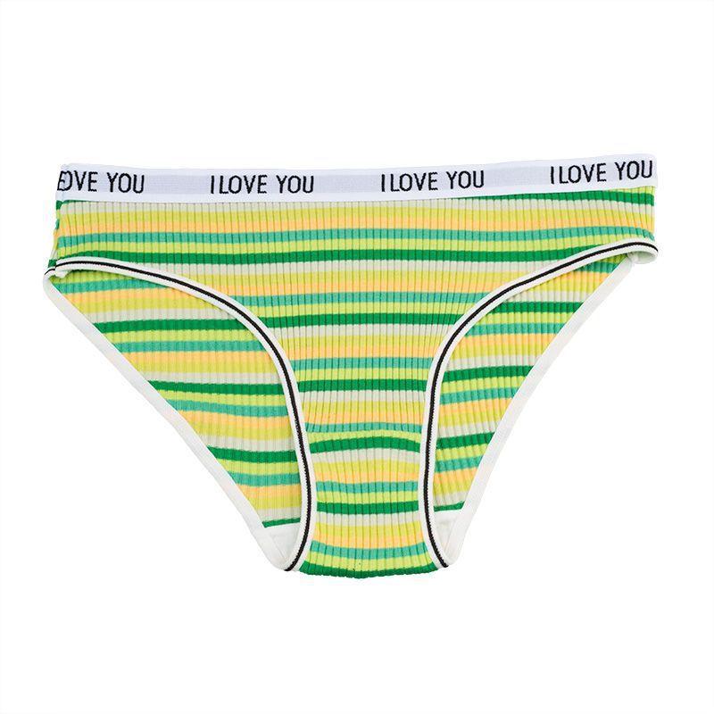 Women's Cotton Underwear Triangle Pants Low Waist Breathable Girls' and Students' Striped Underwear