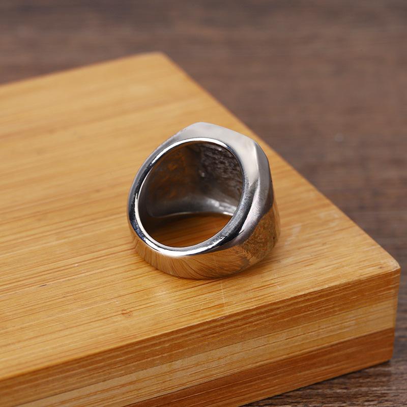 Eagle Ring Men's Titanium Steel Silver Black Retro Stainless Steel Ring Square Animal Ring