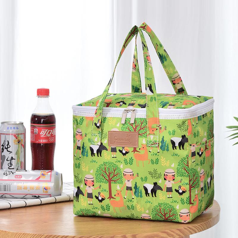 Oxford 4 Pockets Cooler Bag, Portable Handheld Insulated Lunch Bag, Outdoor Picnic Thermal Food Carrier