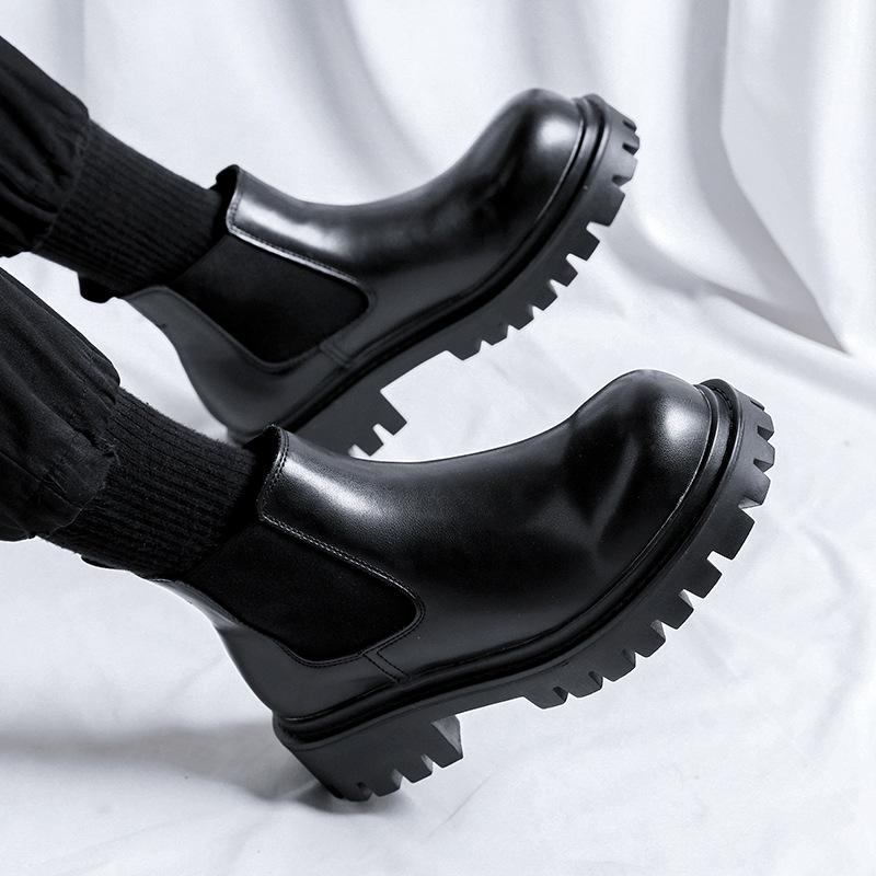 Новые осенние низкие ботинки-сигареты мужские низкие ботинки на толстой подошве ботинки челси короткие эластичные ботинки 7371-R