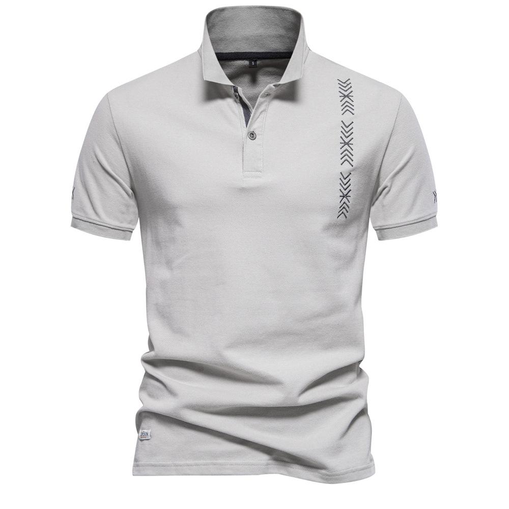 Spring And Summer New Trendy Men'S T-Shirt Casual Embroidery Breathable Trend Solid Color Polo Short Sleeve