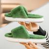 Solid Thick Bottom Fluffy Fur Slippers Women  Winter Warm Soft Sole Home Slippers Woman Indoor Couple Cotton Shoes Slide