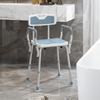 EVA Padded Shower Chair for the Elderly and Disabled, Height Adjustable Shower Stool with Back and Arms, 4 Suction Foot Pads, Light Blue
