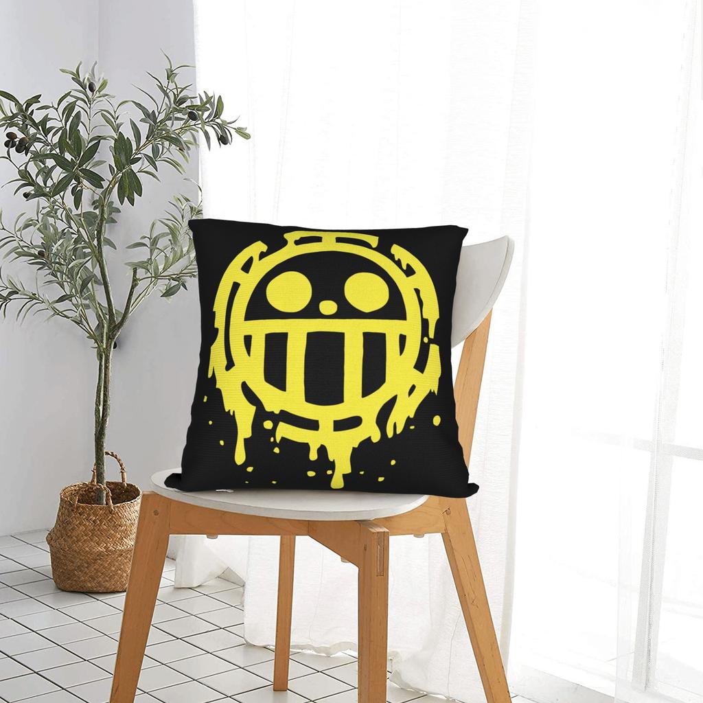 Heart Pirate Luffy Anime Throw Pillow Cover Polyester Cushions For Sofa Vintage Pillowcase